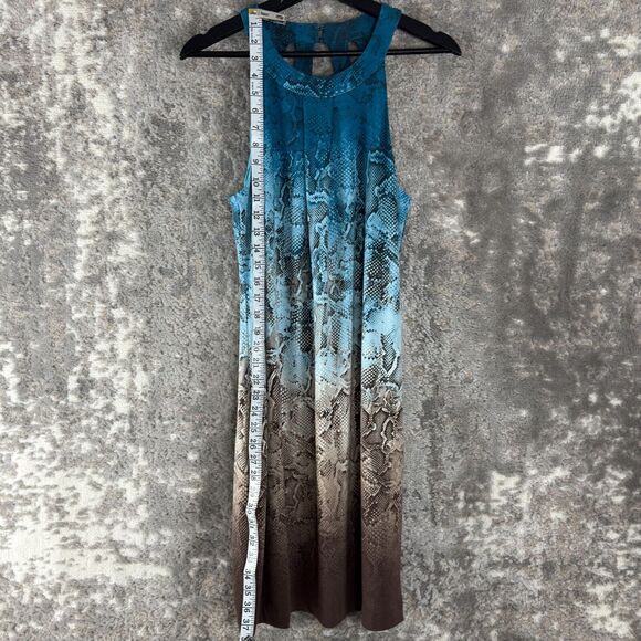 NEW White House Black Market Size M Snakeskin Print Ombre Cutout Back Dress Blue - Picture 2 of 9